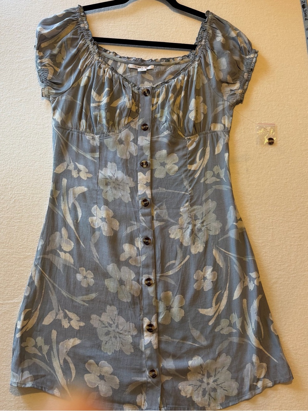 O'Neill Light Blue Floral Button-Front Top